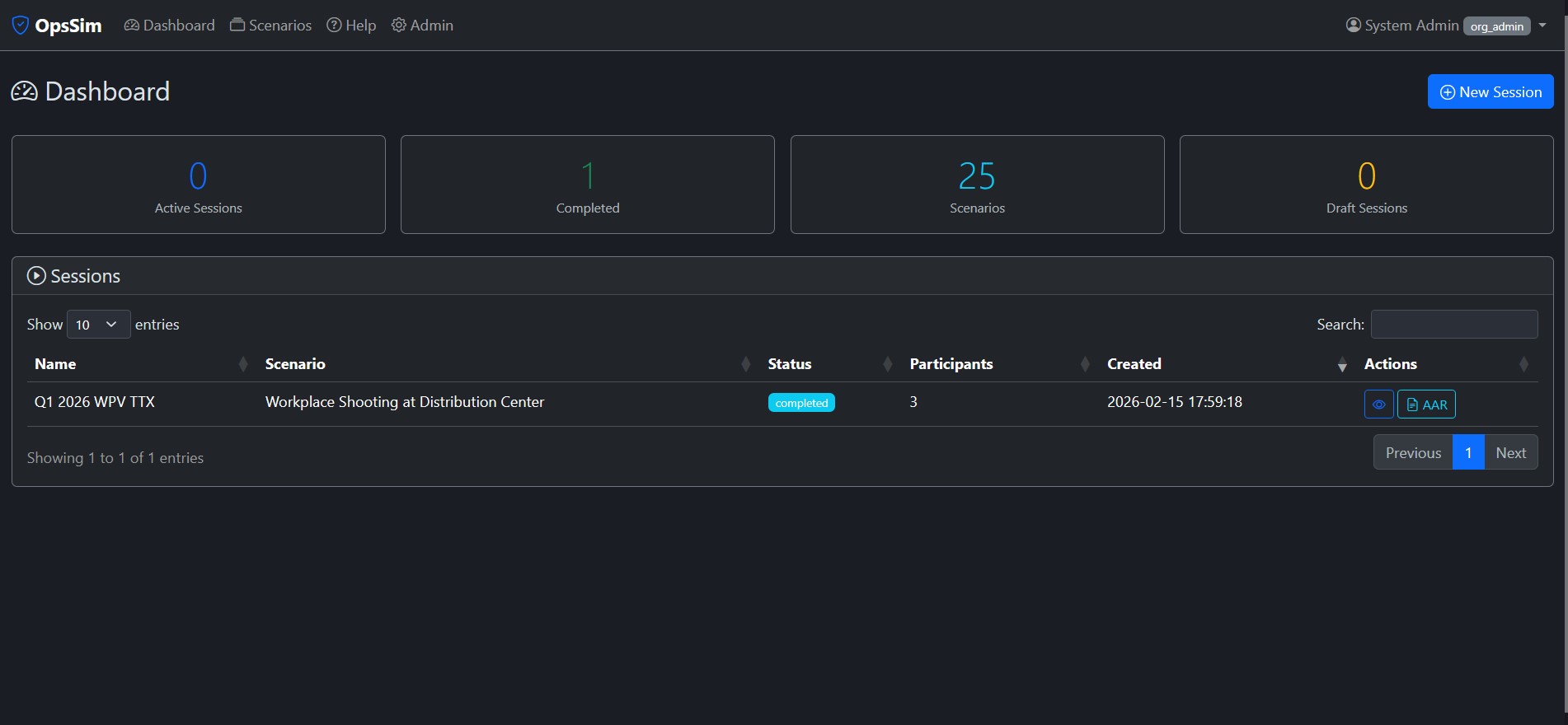 DrillsForge dashboard showing completed exercise results and metrics